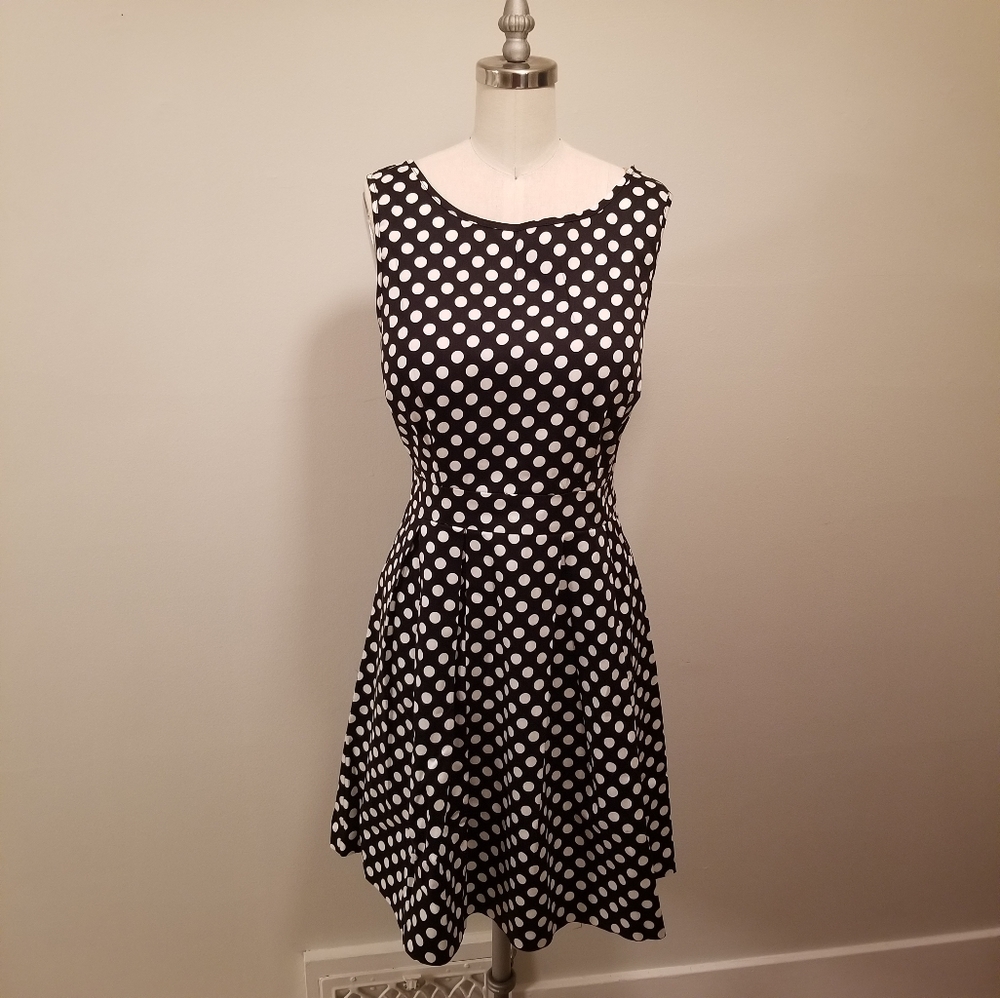 FEW MODA Polka Dot Fit + Flare Dress